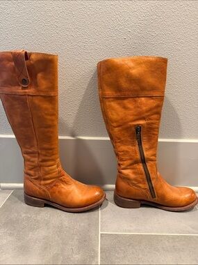 Bed Stu Women's Tall Cognac-Orange Leather  Boots